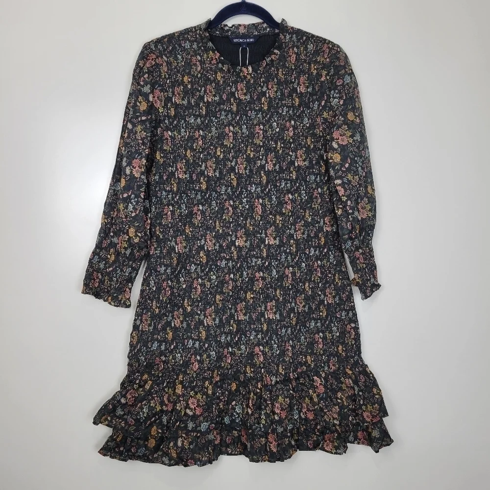 NWT Veronica Beard Farha Floral Smocked Ruffled Minidress Size 12 - Picture 6 of 15